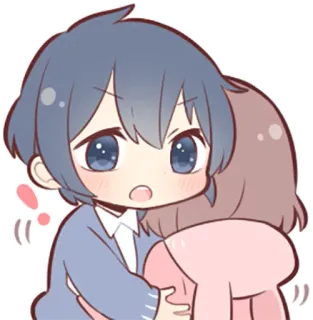 😠 Аниме, Объятие, Чиби, Мультфильм, Милый, Каваий, Дружба telegram sticker