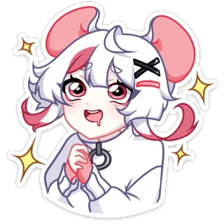 🤤 Ragazza anime, Kawaii, Carino, Sticker, Orecchie da topo, Scintilla, Cartone animato whatsapp sticker