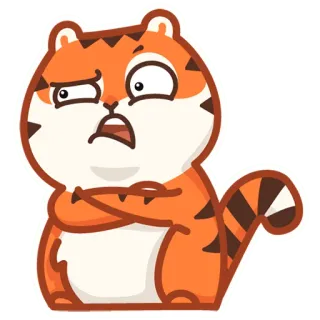 😕 tiger, cartoon, animal, striped, cute, funny, expression telegram sticker