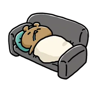 💙 ngủ, ghế sofa, chăn, gối, động vật, hoạt hình, mệt mỏi telegram sticker
