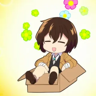 ☕️ Osamu Dazai Bungou Stray Dogs Аниме, Чиби, Мультфильмы, Цветы telegram sticker