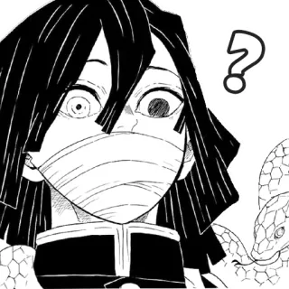 ❓ Obanai Iguro Demon Slayer Anime, Manga, Serpente, Domanda, Bende telegram sticker