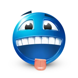 😜 Emoji, Emoji azul, Sacando la lengua, Cara graciosa, Loco, Dibujo animado whatsapp sticker