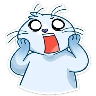 😱 Kartun, Anjing laut, Kaget, Terkejut, Binatang, Ekspresi telegram sticker