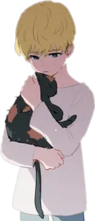 😔 boy, cat, sad, anime, cute telegram sticker