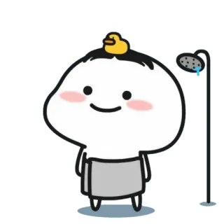 ☁ Cartoon, Figur, Ente, Dusche, Süß, Lächelnd telegram sticker