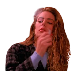 😐 ผู้หญิง, สูบบุหรี่, บุหรี่, ผม, คน, ภาพเหมือน telegram sticker
