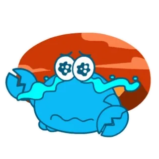 😭 Krabbe, weinen, traurig, Cartoon, blau, Tränen whatsapp sticker