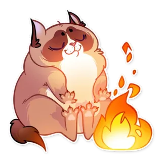 😌 gato, fogo, animal, fofo, desenho animado whatsapp sticker