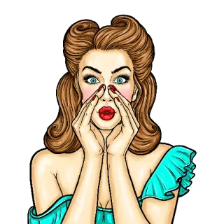 😲 femme, pop art, vintage, dessin animé, cri, surprise, rétro, illustration telegram sticker