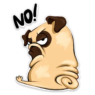 😠 NO! 哈巴狗, 狗, 生气, 不, 卡通, 表情, 宠物 whatsapp sticker