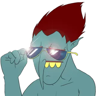 😎 Desenho animado, Personagem, Óculos de sol, Legal, Azul, Cabelo ruivo telegram sticker