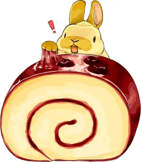🐰 Hase, Kuchen, Biskuitrolle, Dessert, süß, Tier, Essen whatsapp sticker