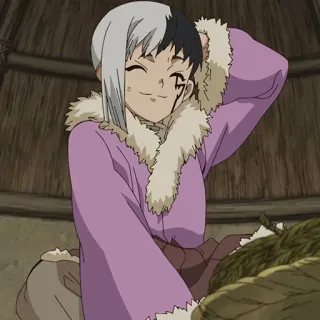 🥢 Gen Asagiri Dr. Stone Anime, Dr. Stone, Gen Asagiri, Karakter, Senyum, Senang telegram sticker