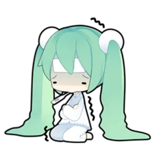 😷 enfermo, triste, dibujos animados, anime, fiebre telegram sticker