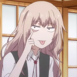 ➰ anime, ragazza, faccia buffa, lingua di fuori, carino, cartone animato whatsapp sticker
