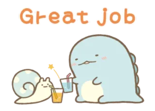 🤗 Great Job น่ารัก, สัตว์, หอยทาก, ไดโนเสาร์, มีความสุข, เฉลิมฉลอง telegram sticker