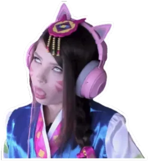 🙄 D.Va Overwatch D.Va, 오버워치, 게이머, 비디오 게임, 코스프레 whatsapp sticker