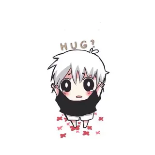 👼 HUG? Câlin, Chibi, Mignon, Anime, Manga, Question telegram sticker