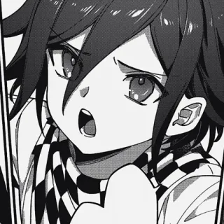🏁 Kokichi Oma Danganronpa V3: Killing Harmony Anime, Manga, Danganronpa, Kokichi Oma, Charakter, Ausdruck, Schwarzweiß whatsapp sticker