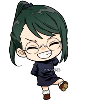 😁 @HAWKS Anime, Cartoon, Figur, Brille, Chibi, Dunkle Haare telegram sticker
