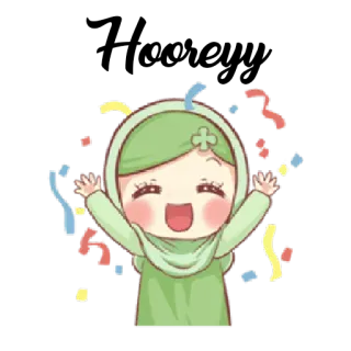 🤗 Chibi, Niedlich, Hijab, Muslim, Feier, Konfetti, Freude telegram sticker