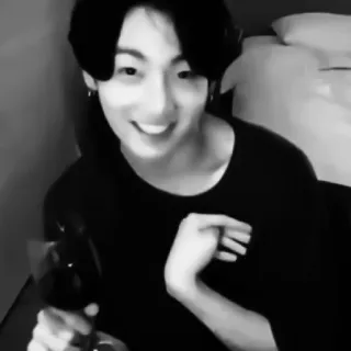 😃 Jungkook Jungkook, wine, singer, black and white, kpop telegram sticker