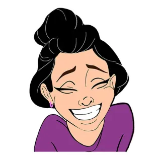 😁 dibujo animado, mujer, sonriendo, retrato, personaje telegram sticker