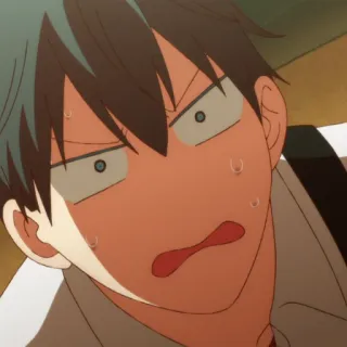 😥 anime, shocked, expression, cartoon, funny, male, sweat telegram sticker
