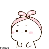 😽 cute, cartoon, character, girl, headband, simple telegram sticker