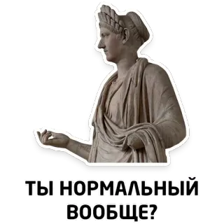 ❓ ТЫ НОРМАЛЬНЫЙ ВООБЩЕ? statue, russe, question, sarcastique, drôle, mème whatsapp sticker