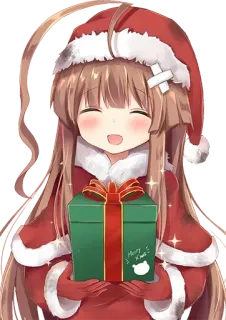 🎁 Merry X-mas! Noël, Anime, Fille, Cadeau, Mignon, Hiver telegram sticker