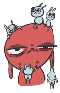 😡 coelho, desenho animado, adesivo, dedo do meio telegram sticker
