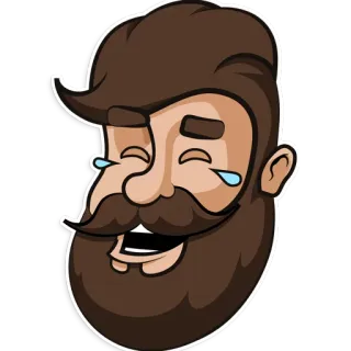 😂 lachen, mann, bart, emoji, gesicht, cartoon, glücklich whatsapp sticker