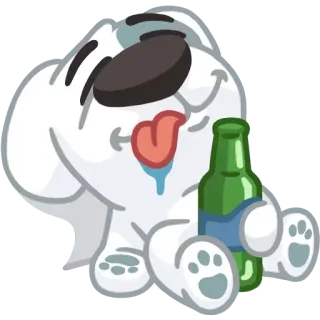 🍺 Dessin animé, Chien, Animal, Ivre, Alcool, Fête, Fatigué whatsapp sticker
