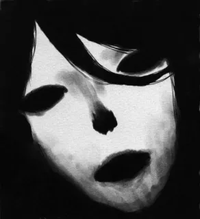 👻 face, dark, creepy, art, black and white whatsapp sticker