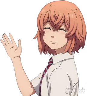 👋 Anime, Personnage, Salut, Souriant, Dessin animé whatsapp sticker