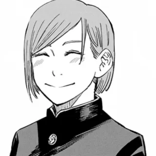 😊 Nobara Kugisaki Jujutsu Kaisen Anime, Manga, uśmiechnięta, mundurek szkolny, Nobara Kugisaki, Jujutsu Kaisen telegram sticker