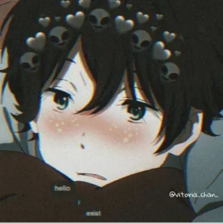 🖤 hello exist anime, dibujos animados, chico, lindo telegram sticker
