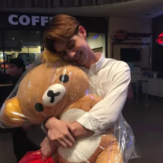 🧸 homme, ours en peluche, sourire, portrait telegram sticker