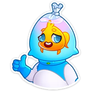👍 fish, thumbs up, sticker, cute, animal, mascot whatsapp sticker