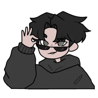 😼 niño, gafas de sol, guay, dibujos animados, personaje, pegatina whatsapp sticker