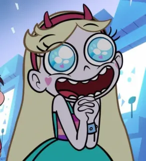 😆 Star Butterfly Star vs. the Forces of Evil アニメ, キャラクター, 金髪, 女の子, スター・バタフライ, 幸せ, ワクワク telegram sticker