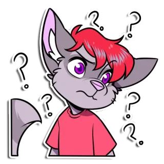 🤔 vraag, verward, furry, cartoon, karakter, emotie whatsapp sticker