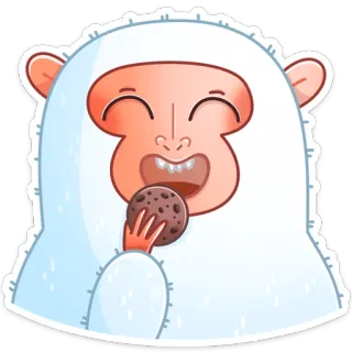 🍪 Yeti, Kue kering, Monster, Kartun, Lucu, Musim dingin, Makanan, Senang telegram sticker