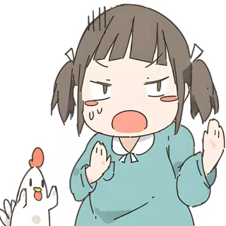 👊 anime girl, chicken, cartoon, cute, funny, character telegram sticker
