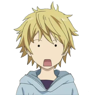 😯 anime, shocked, boy, blonde, cartoon telegram sticker