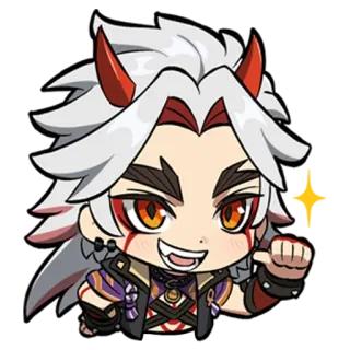 😼 Arataki Itto Genshin Impact Anime, Chibi, Genshin Impact, Arataki Itto, Oni, Cornes, Personnage de jeu vidéo whatsapp sticker