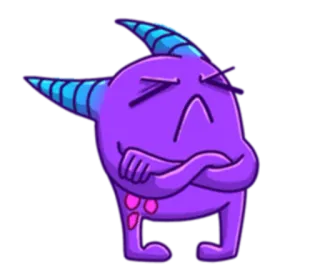 😤 Monster, Lila, Cartoon, Figur, Hörner, Niedlich whatsapp sticker