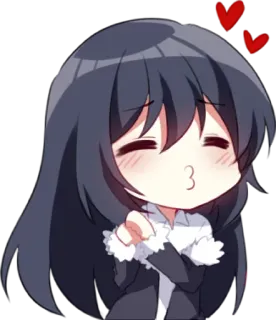 💕 Anime, Słodkie, Chibi, Kawaii, Serca, Pocałunek telegram sticker